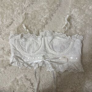 Edikted White Lace Babydoll crop top size xs